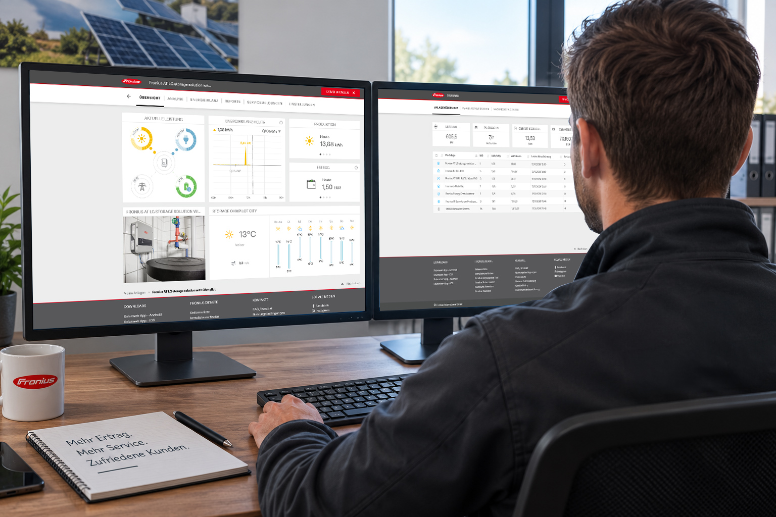 Installateur pr&uuml;ft Anlagendaten in Fronius Solar.web