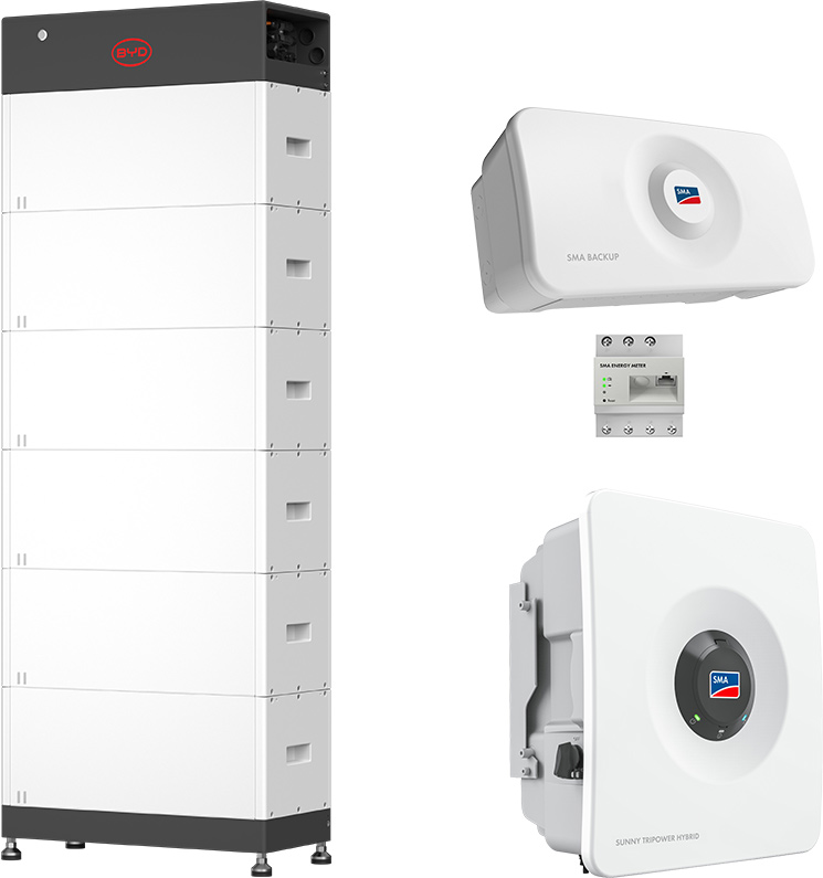 SMA Sunny Tripower Hybrid X 12 + BYD 16,6 kWh (HVM+) with emergency power