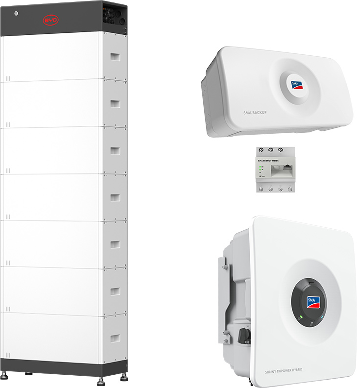 SMA Sunny Tripower Hybrid X 15 + BYD 19,3 kWh (HVM+) with emergency power