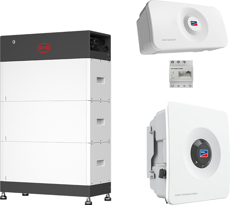 SMA Sunny Tripower Hybrid X 5 + BYD 7,7 kWh (HVS+) with emergency power