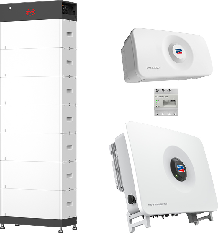 SMA Sunny Tripower Hybrid X 30 + BYD 19,3 kWh (HVM+) with emergency power