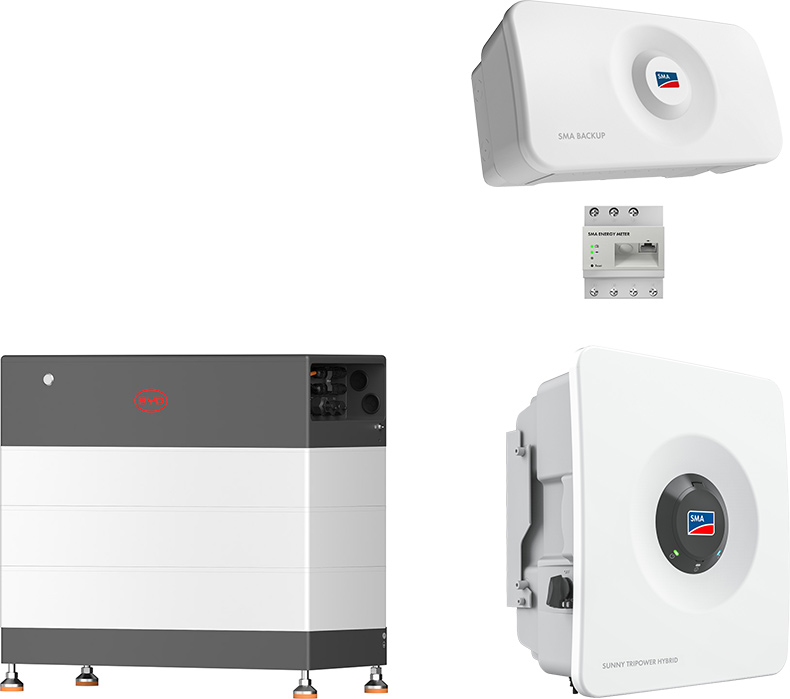 SMA Sunny Tripower Hybrid X 5 + BYD 8,9 kWh (HVB) with emergency power