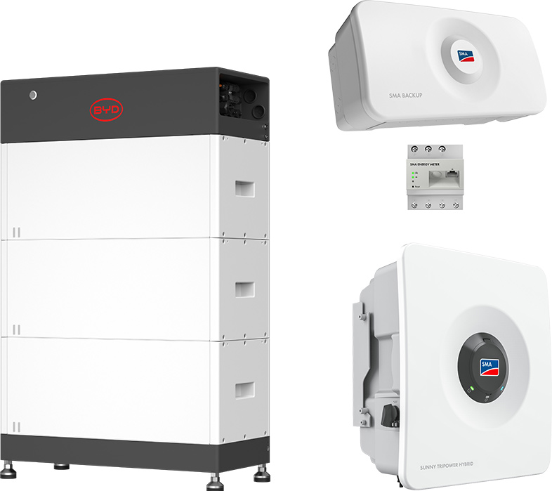 SMA Sunny Tripower Hybrid X 12 + BYD 8,3 kWh (HVM+) with emergency power