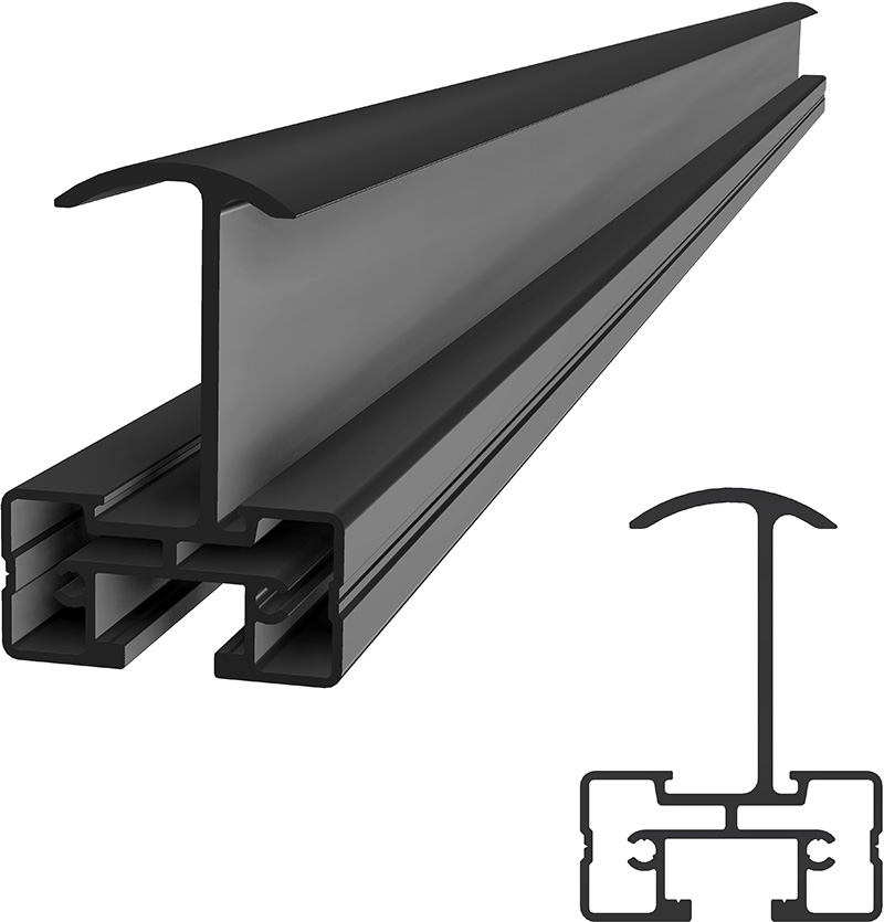 SL Rack RAIL Inlay midt 30, sort anodiseret
